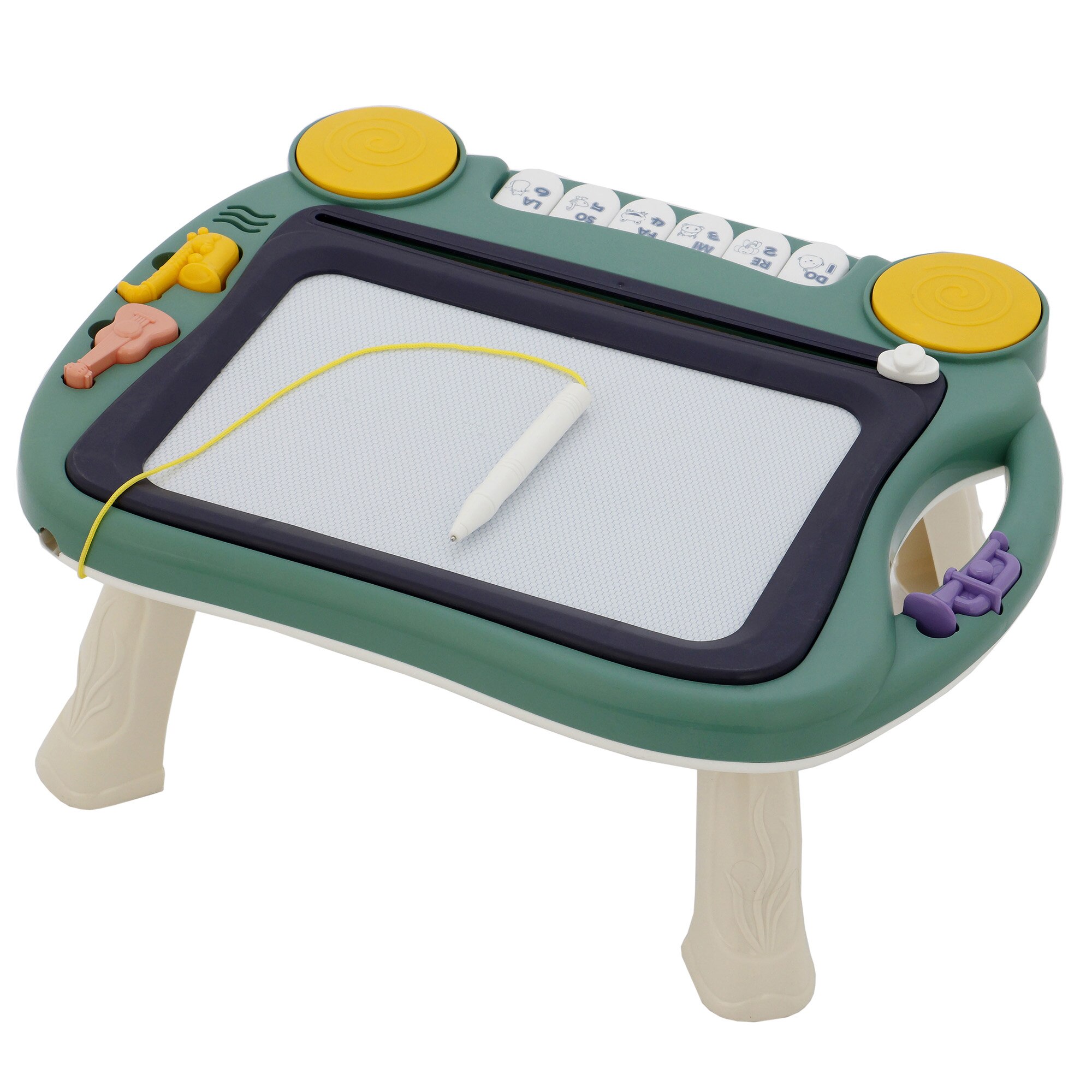 Tabla magnetica 2 in 1 Mappy, cu 6 clape, lumini si sunete, verde