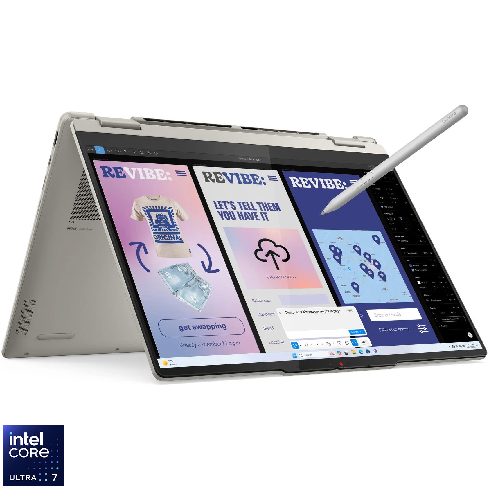 Lenovo Yoga 7 2-in-1 14ILL10 laptop with Intel® Core Ultra 7 258V processor up to 4.8GHz, 14" 2.8K, WQXGA+, OLED, 120Hz, Touch, 32GB LPDDR5x RAM, 1TB SSD, Intel® Arc™ Graphics, No OS, Seashell