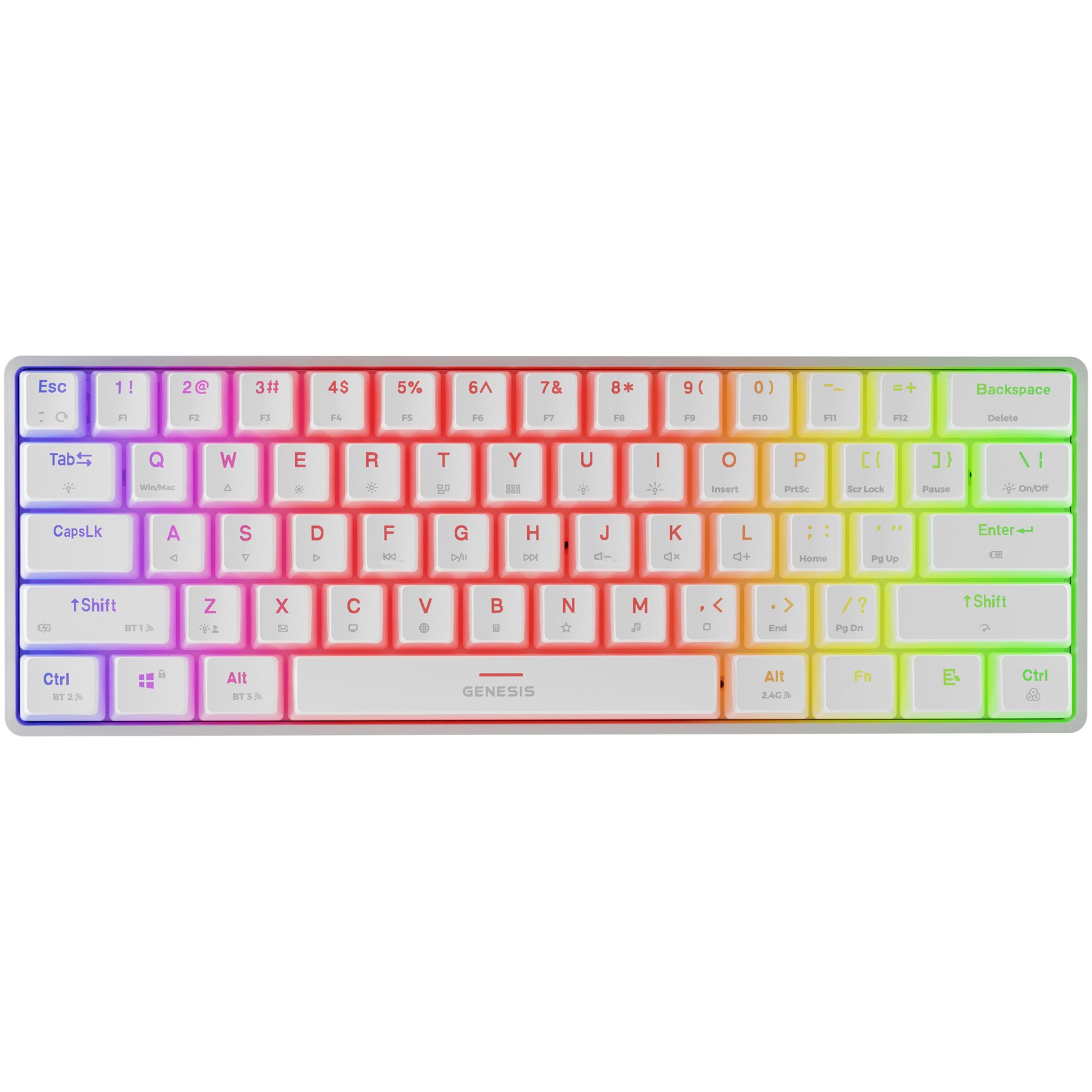 Tastatura Mecanica Wireless Gaming Genesis THOR 660 G2, GATERON RED Switch, FULL Anti-Ghosting, Taste Iluminate RGB LED, Bluetooth, 2.4GHZ, USB, Alb