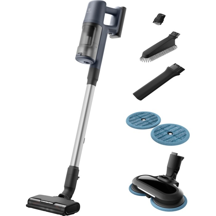 Electrolux 600 upright vacuum EP61H21WET, 21.6V, 2500mAh, 0.5L, 79dB, 50min, denim blue