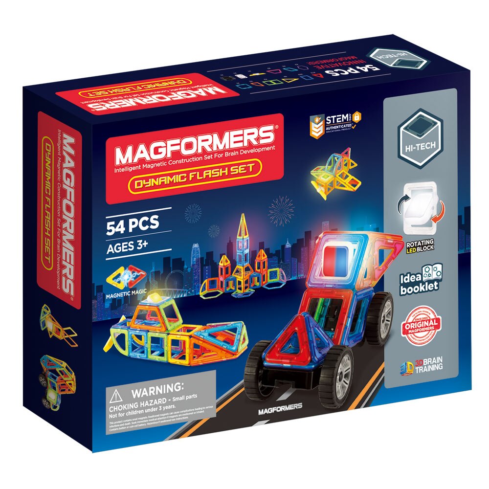 Set de constructie magnetic Magformers - Dynamic Flash, 54 piese