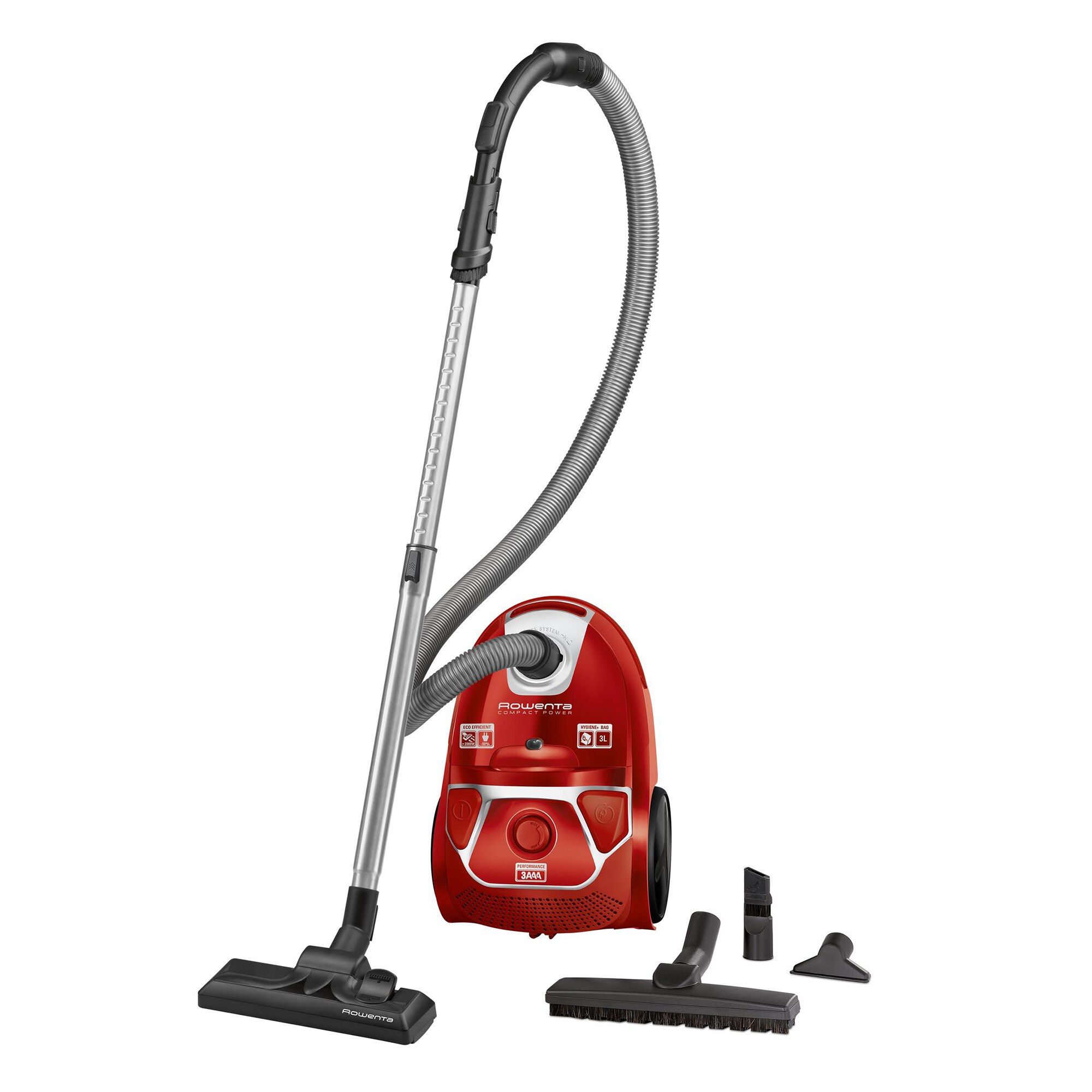 Rowenta Compact Power parquet RO3953EA vacuum, 750W, telescopic tube, Hygiene+ bag, Red