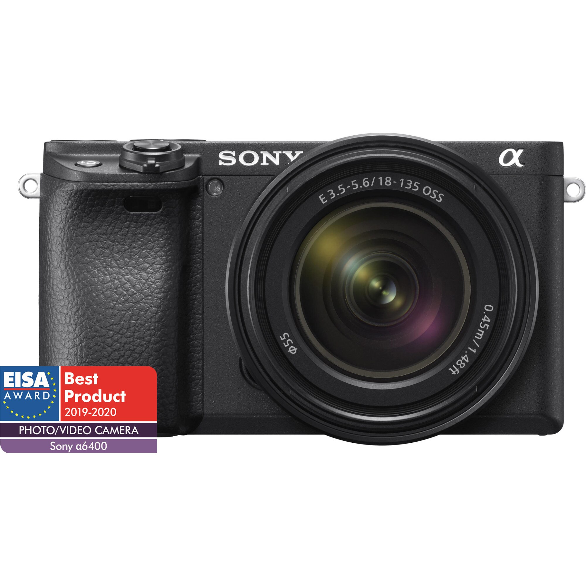 Aparat foto Mirrorless Sony Alpha A6400 MB, 24.2 MP, APS-C, E-mount, 4K HDR, 4D Focus, Time-lapse, ISO 100-32000, Negru + Obiectiv SEL18135 18-135 mm