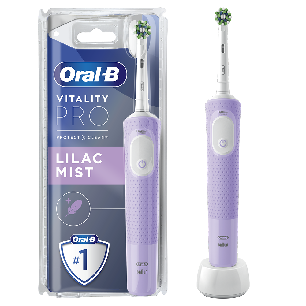OralB Vitality Pro electric toothbrush, 2D cleaning, 3 programs, 1 Charger, 1 end, Purple
