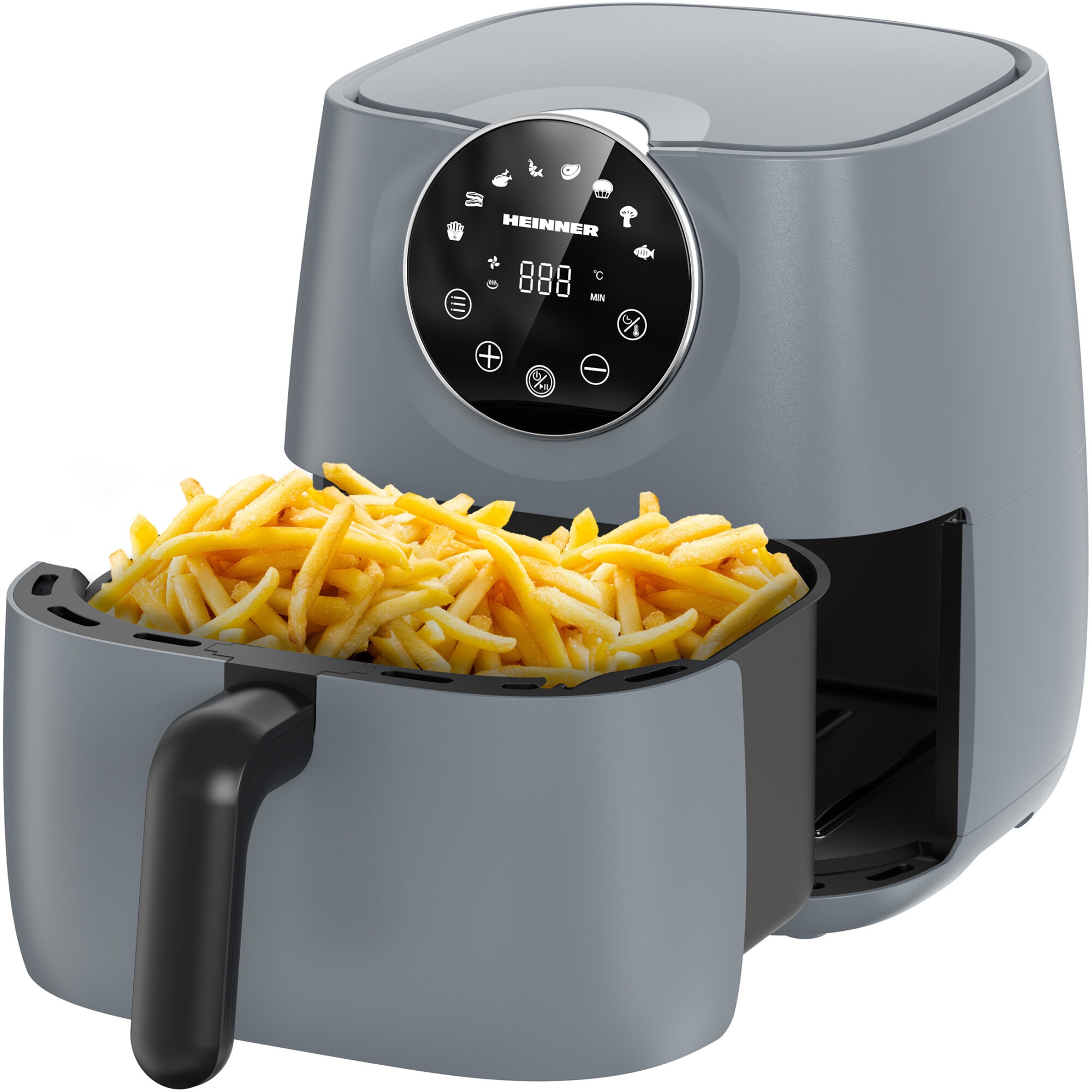 Heinner smartfry HAF-B6GREY1700 hot air fryer, 1700w, 5.7l capacity, digital display with touch control, adjustable thermostat 80-200 degrees, 60 min timer, Anthracite gray