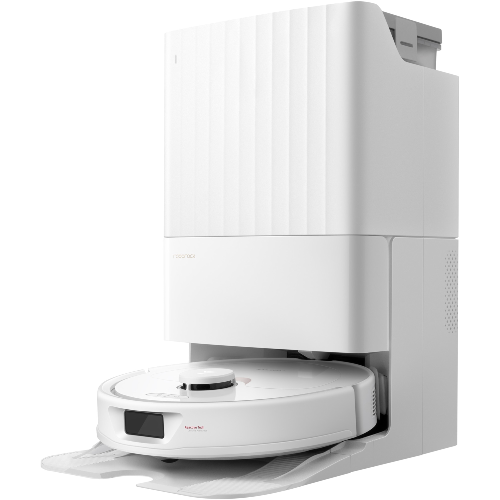 Robot de aspirare Roborock Q Revo cu statie de incarcare QR02-00, 5500 pa, mop dual 200 rpm, auto-umplere cu apa, auto-spalare mop, auto-golire recipient praf, tehnologie reactiva de evitare obstacole, mapare 3d rapida, control app, alb