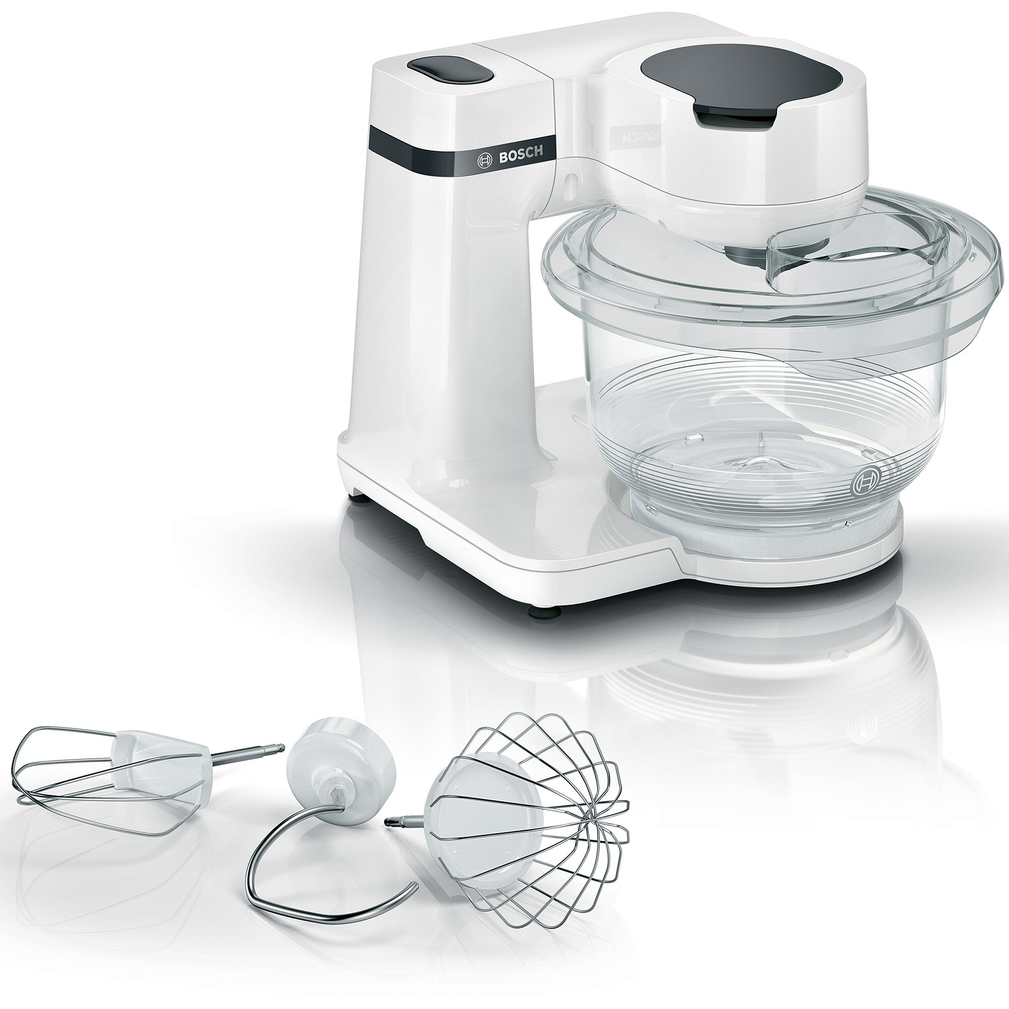 Bosch MUMS2TW00 food processor, 700 W, 4 speed levels, 38l tritan bowl, 3D planetary mixer, pastry set, White