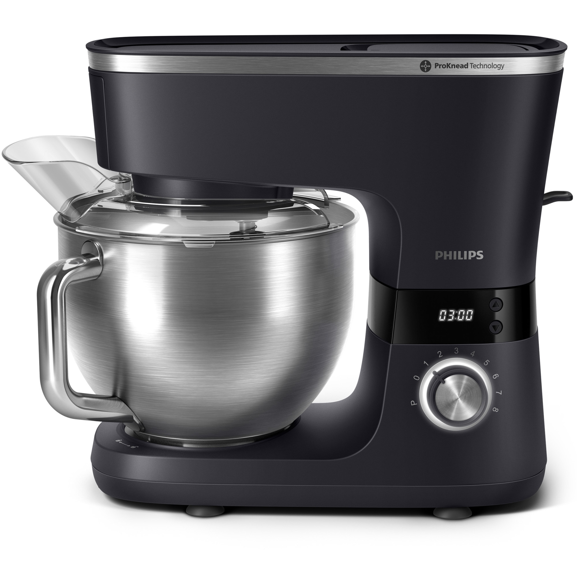 Philips HR7962/21 Food Processor, 7000 Series, 1000 W, 8 Speed Settings, ProKnead Technology, Perfect Mixing System, Dough Hooks, Paddle and Whisk, 5.5 L Bowl, Splashproof Lid, Smart LED Timer