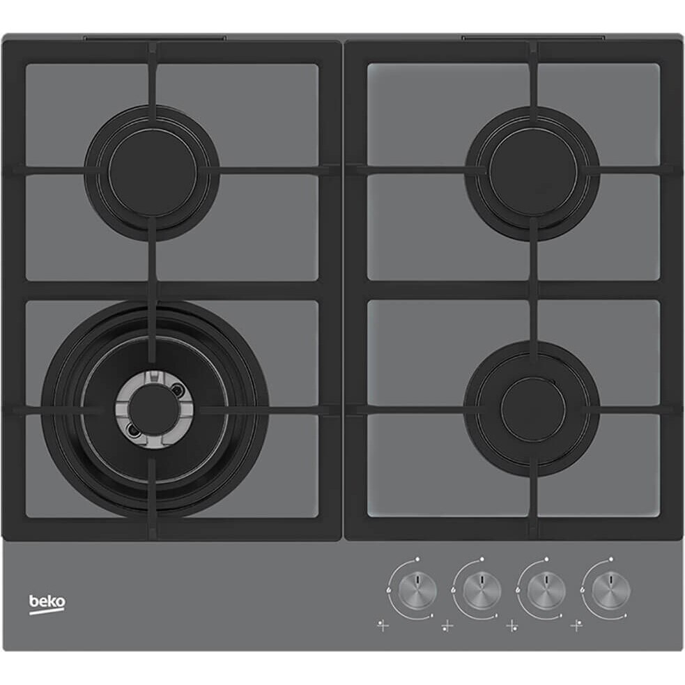 Plita incorporabila Beko HILW64225SZG, Gaz, 4 Arzatoare, Arzator Wok, 60 cm, Gri Zara