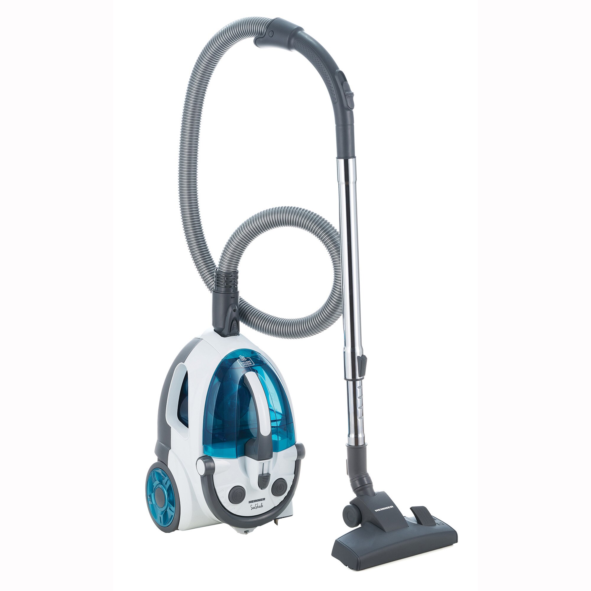 Heinner SeaShade HVC-V800WBL bagless vacuum cleaner, 800W, suction power: >170W, 2L, telescopic metal rod, 2 in 1 accessories, sofa brush, white/blue