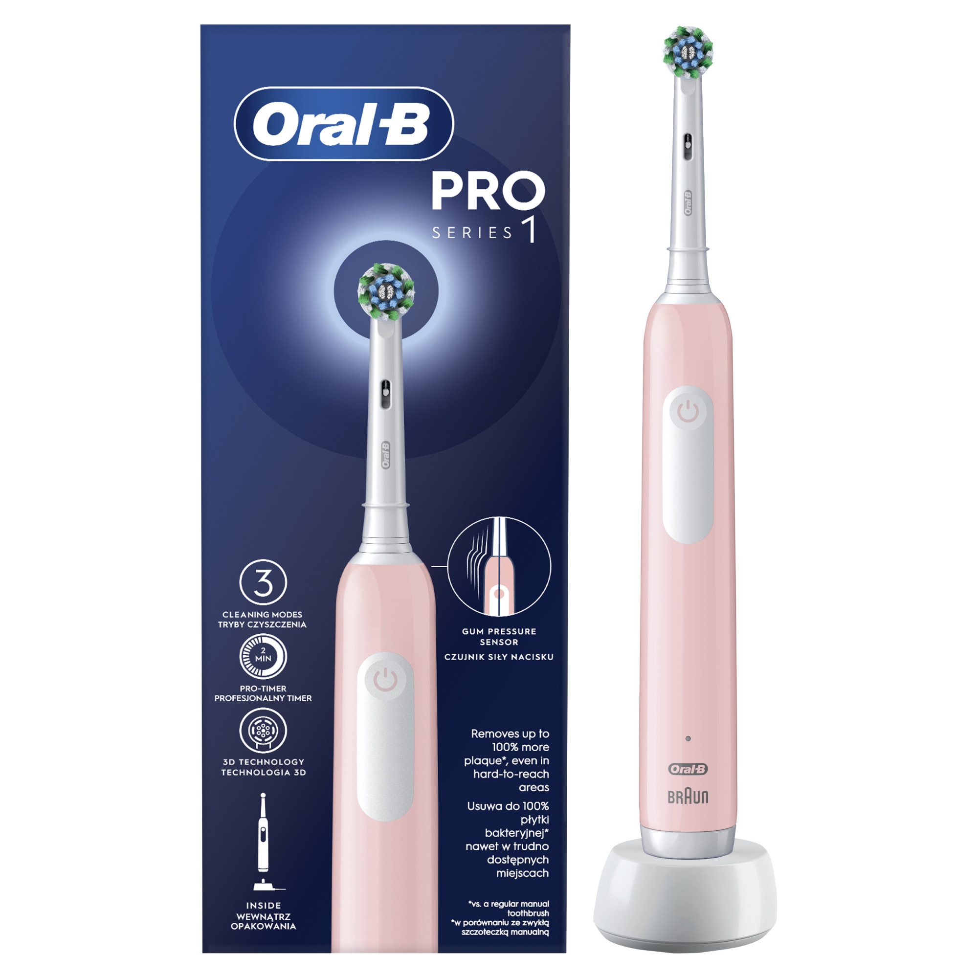 Electric toothbrush, Oral-B, Pro Series 1, Pink