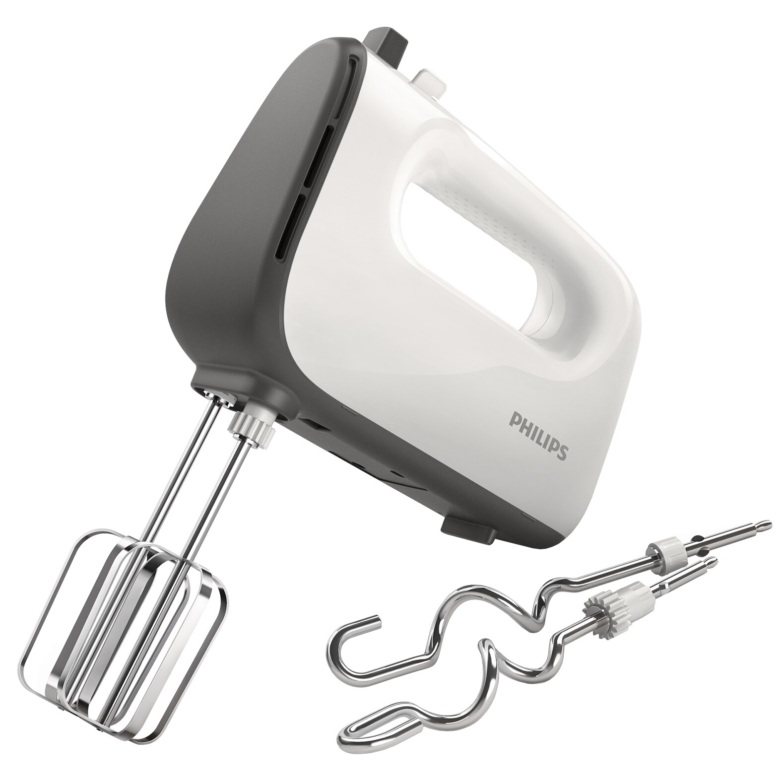 Philips Viva Collection Hand Mixer HR3740/00, 450 W, 5 speeds, Turbo Function, Double whisk, kneading paddles, White/Grey