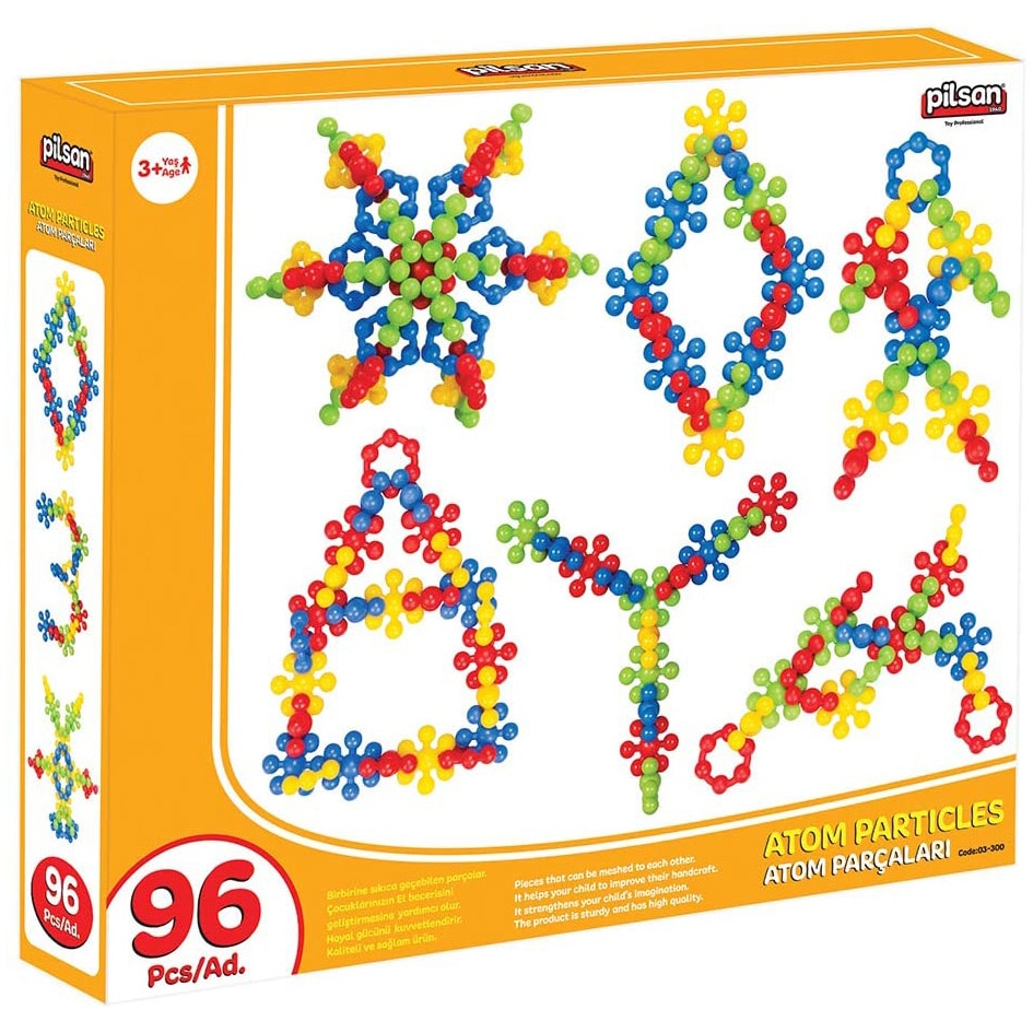 Set de constructie Pilsan - Atom pieces, 96 piese
