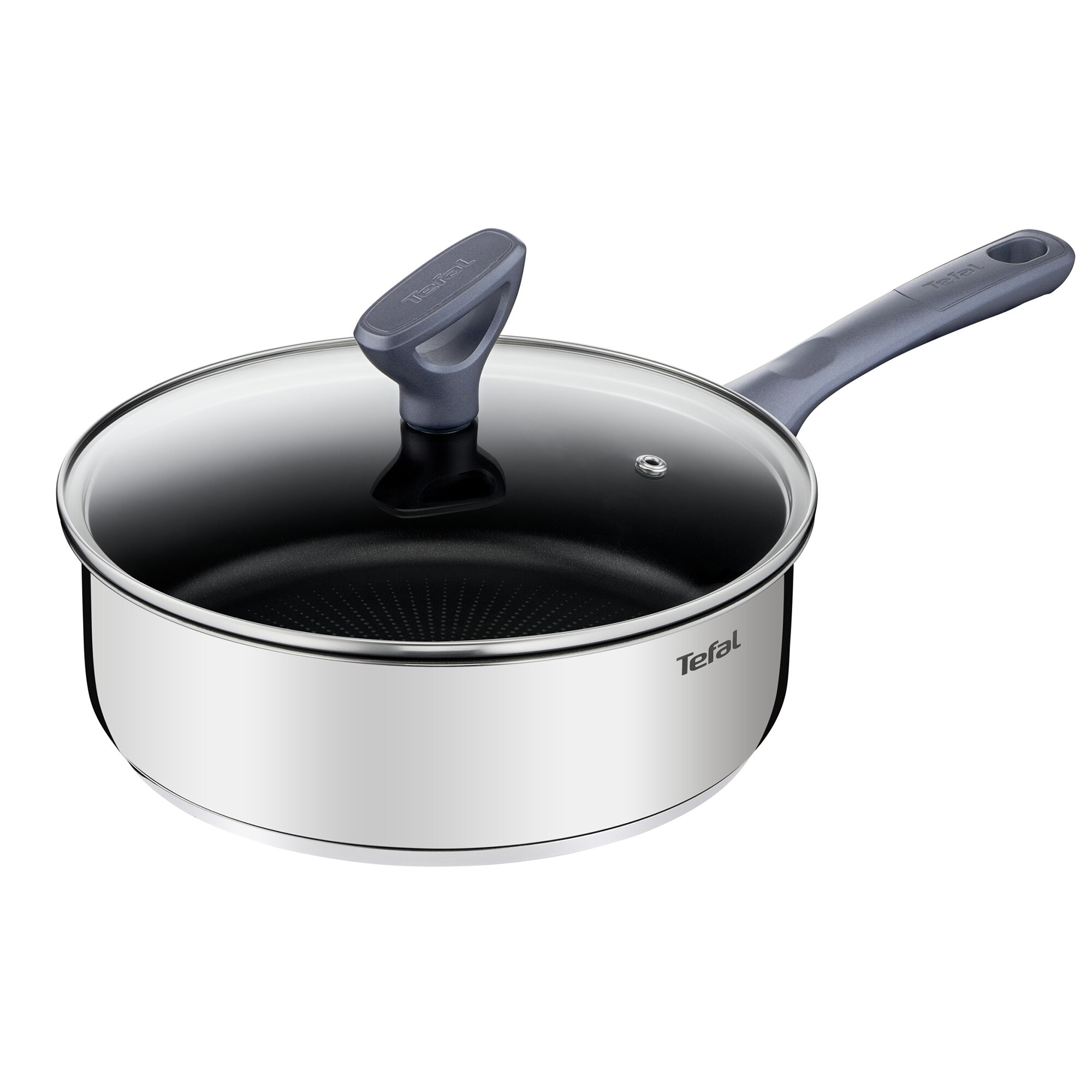 Tefal Daily Cook saucepan with lid, 24 cm, induction, titanium non-stick coating, Thermo Signal indicator, ergonomic handle, silver &amp; black