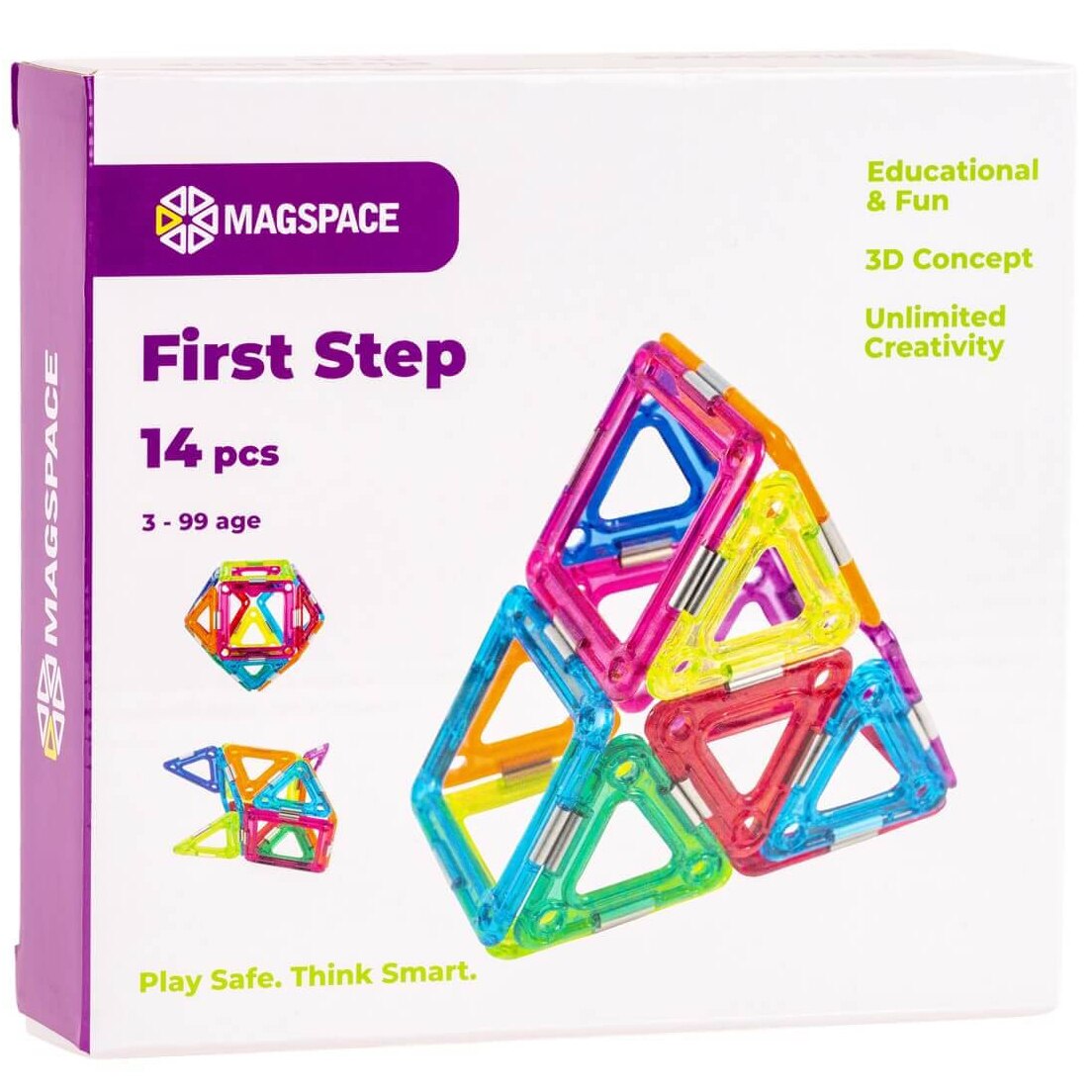 Set de constructie magnetic Magspace - First Step, 14 piese