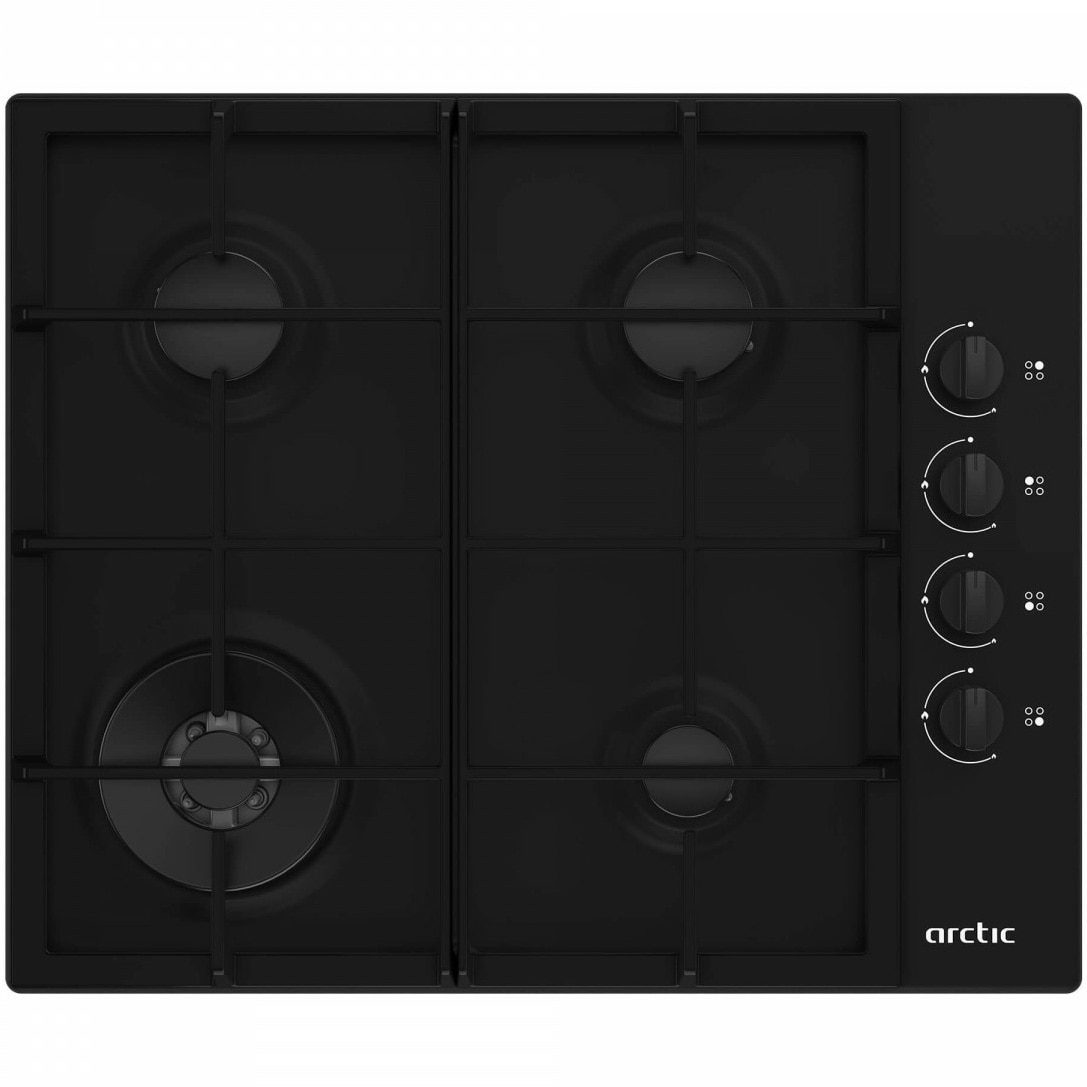 Plita incorporabila Arctic ARGW64125SB , Gaz, 4 arzatoare , Wok, Aprindere electrica, Negru