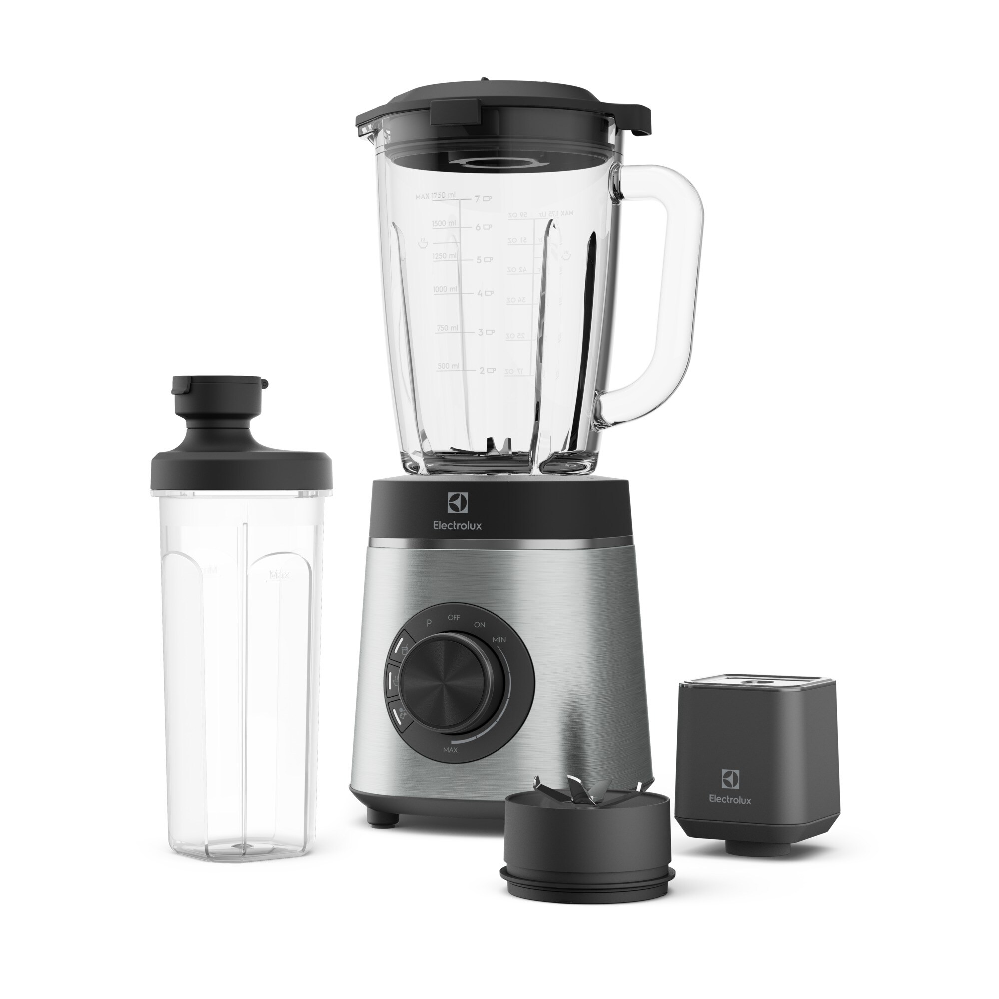 Blender cu mixare in vid Electrolux Explore 6 E6VB18ST, 1400 W, 5 viteze + Pulse, cana de 1,75 litri din sticla borosilicata, cutit cu 6 lame,recipient 600 ml cu posibilitate de vidare, pompa vidare cu acumulator LiIon, gri granit