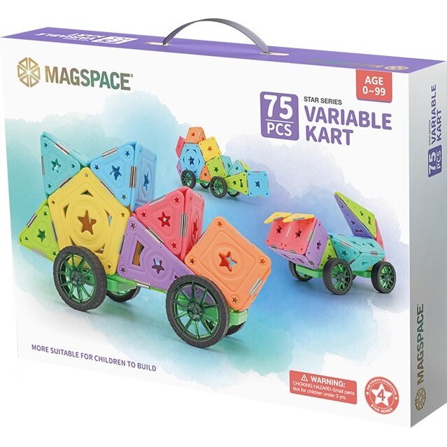 Set de constructie magnetic Magspace - Variable kart, 75 piese