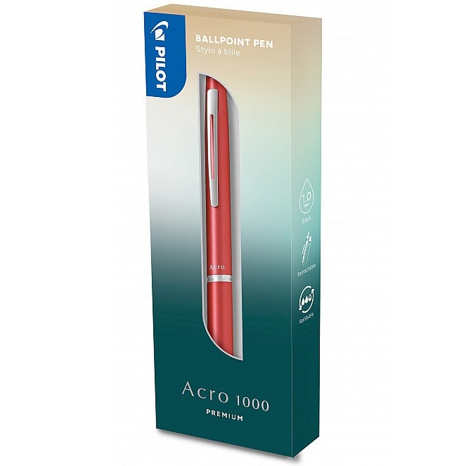 Pilot Acro 1000 ballpoint pen 1.0 mm, coral pink + Gift box