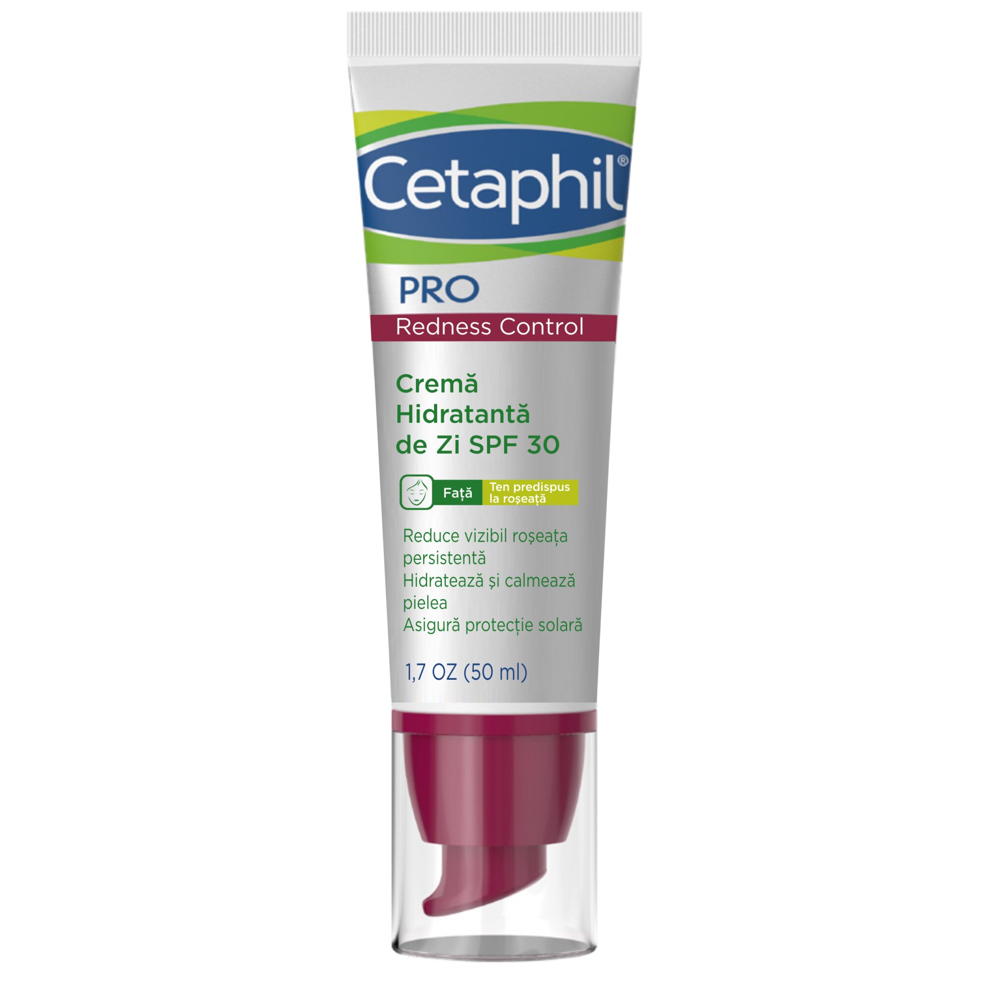 Crema Hidratanta de Zi nuantatoare SPF 30 CETAPHIL PRO Redness Control, ascunde roseata si uniformizeaza vizibil nuanta pielii, 50 ml