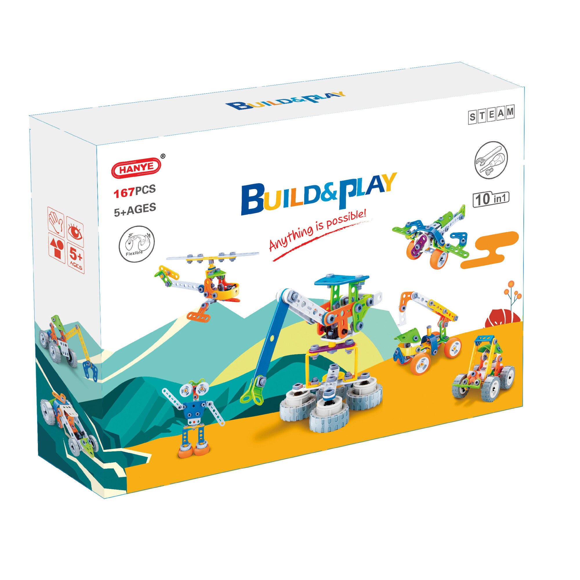 Set de constructie Mappy Build&Play - STEAM, 10 in 1, 167 piese, EM7749