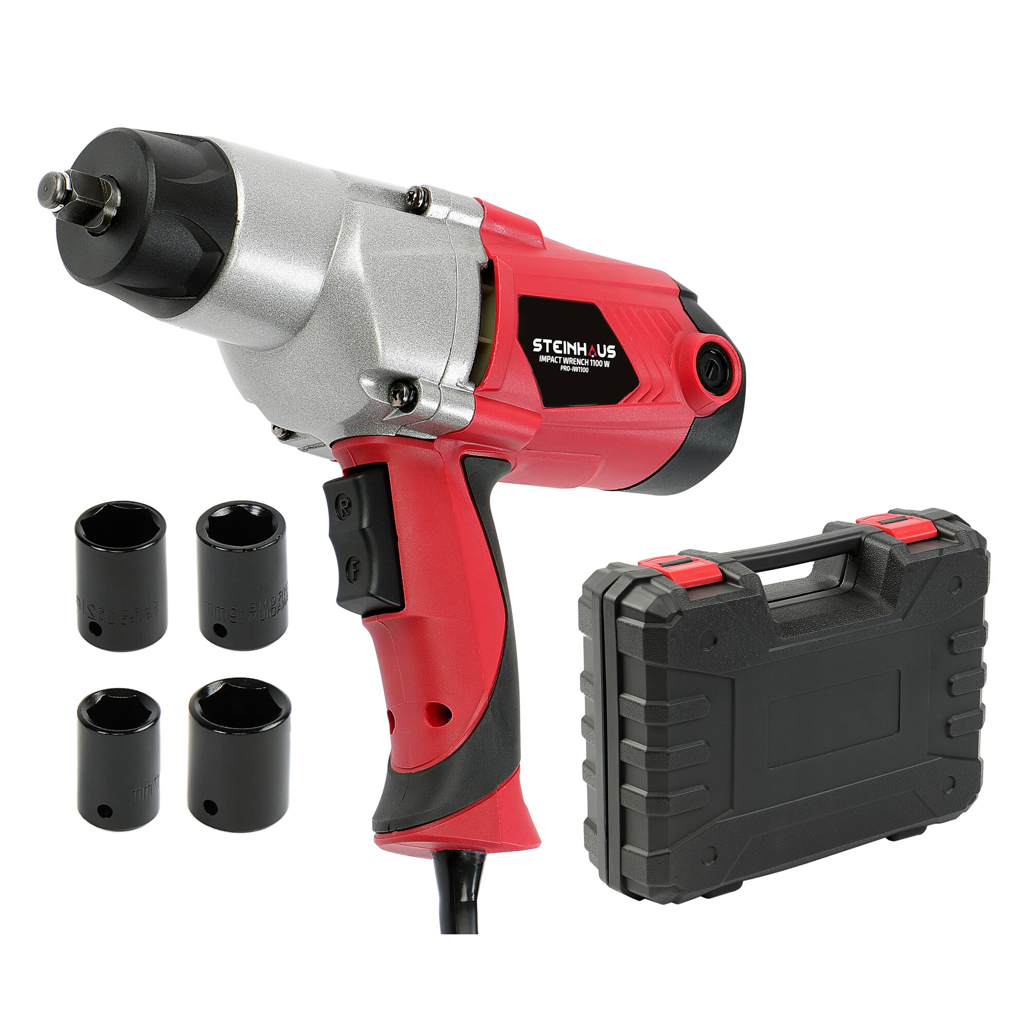 Masina de insurubat cu impact Steinhaus PRO-IW1100, 1100 W, 450 Nm + 4 tubulare + geanta transport