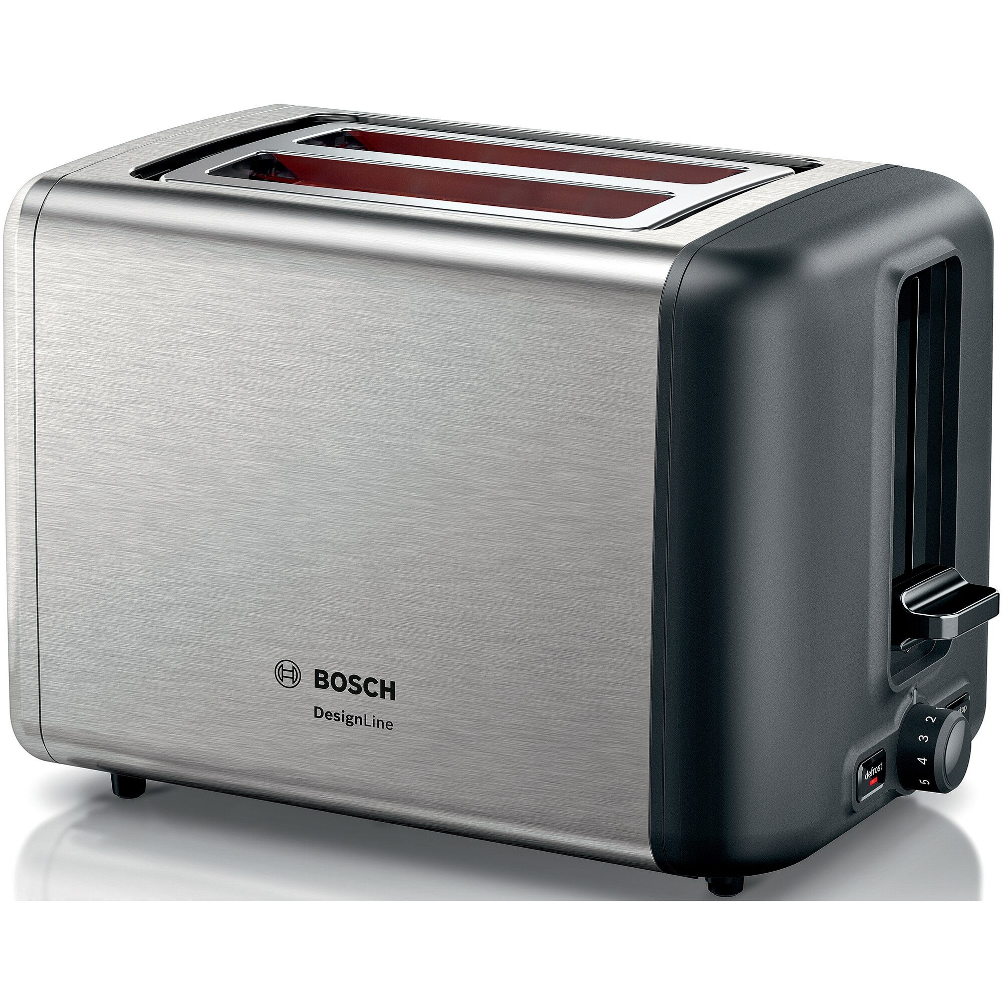 Bosch TAT3P420 Toaster, 970 W, 2 slices, Silver/Black