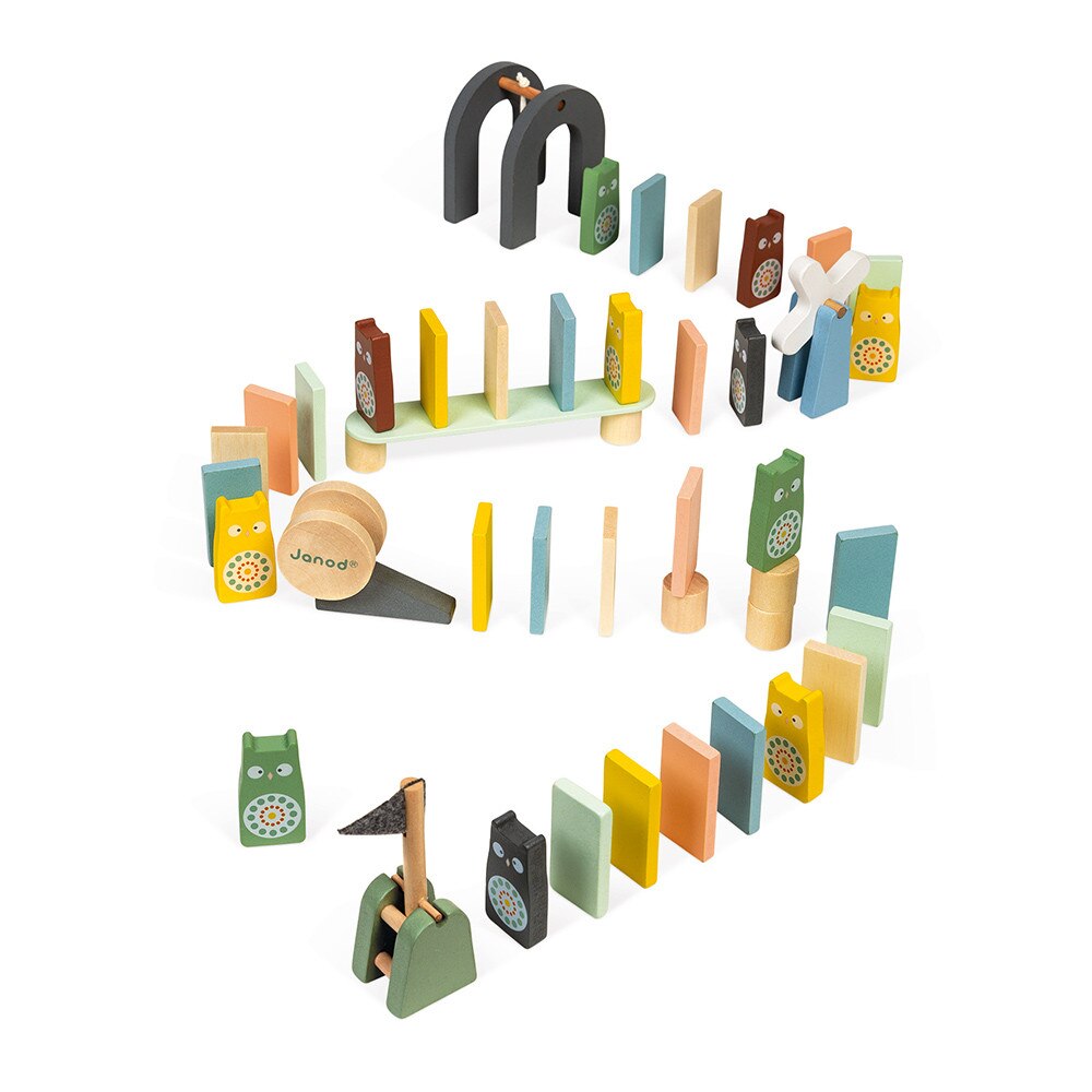 Joc domino din lemn Janod Sweet Cocoon, 100 piese