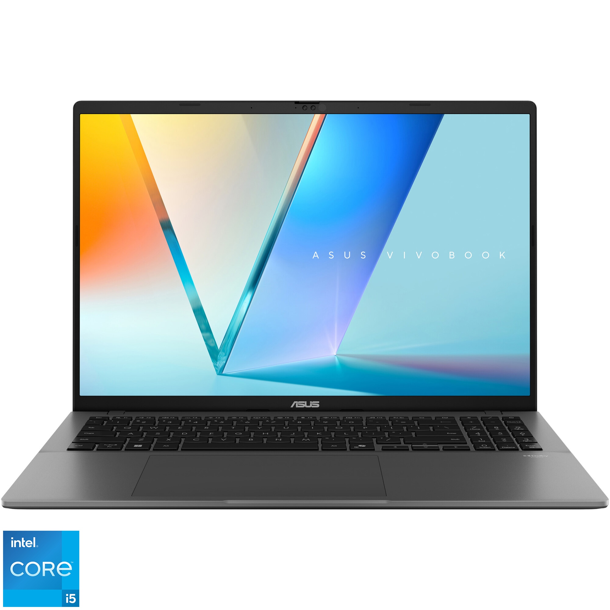 Laptop ASUS Vivobook S16 S3607VA with Intel Core i5-13420H processor up to 4.6GHz, 16'', WUXGA, IPS, 144Hz, 16GB DDR5 RAM, 1TB SSD, Intel UHD Graphics, No OS, Matte Gray