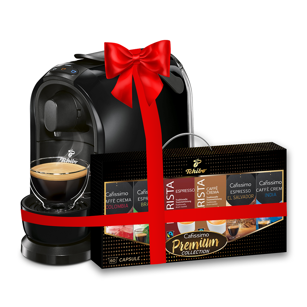 Espressor Tchibo Cafissimo Pure 522214, 15 bari, 1 l, capsule, negru + Cafissimo Premium Collection 60 capsule