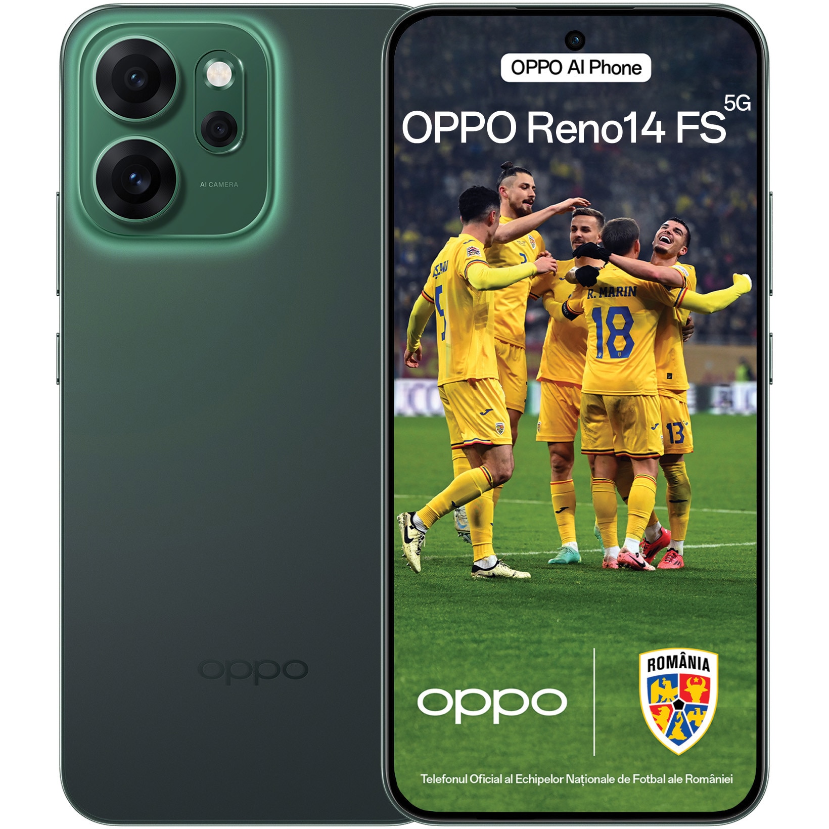 Mobile phone OPPO Reno14 FS, Dual SIM, 12GB RAM, 512GB, 5G, Luminous Green