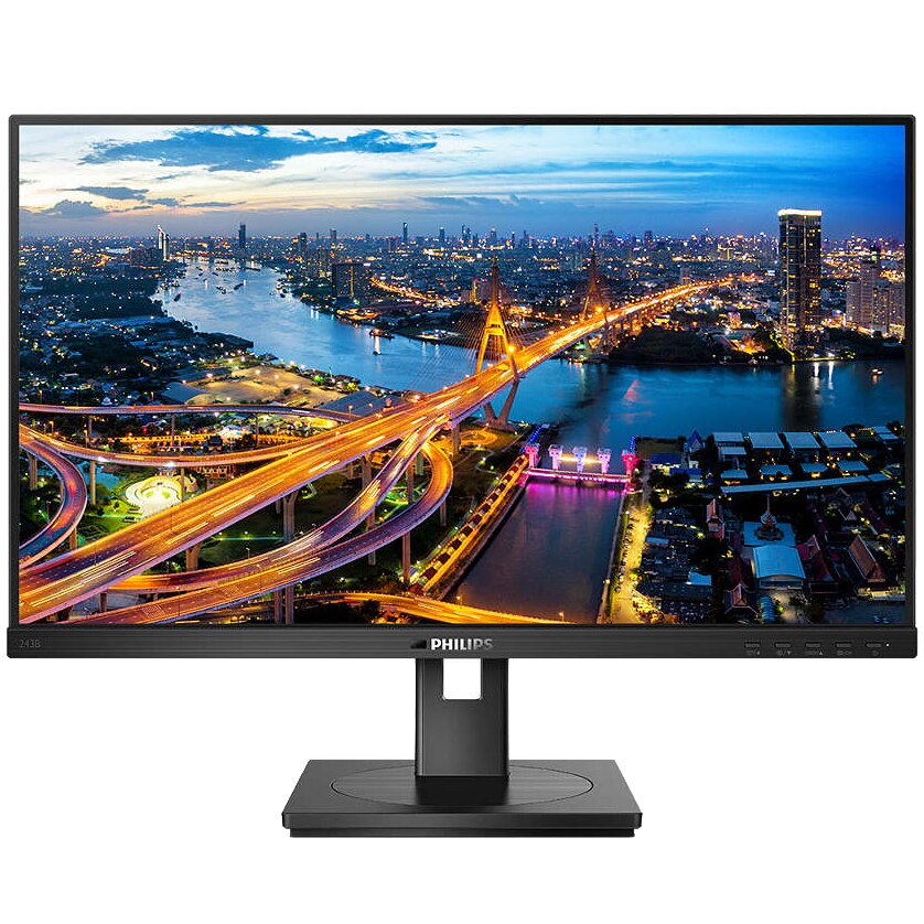 Monitor LED IPS Philips 23.8", Full HD, DisplayPort, USB-C, LAN, Vesa, Negru, 243B1