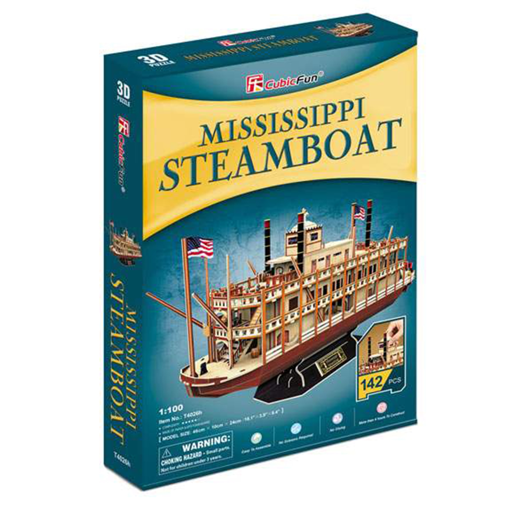 Puzzle 3D Cubic Fun - Nava Mississippi Steamboat, 142 piese