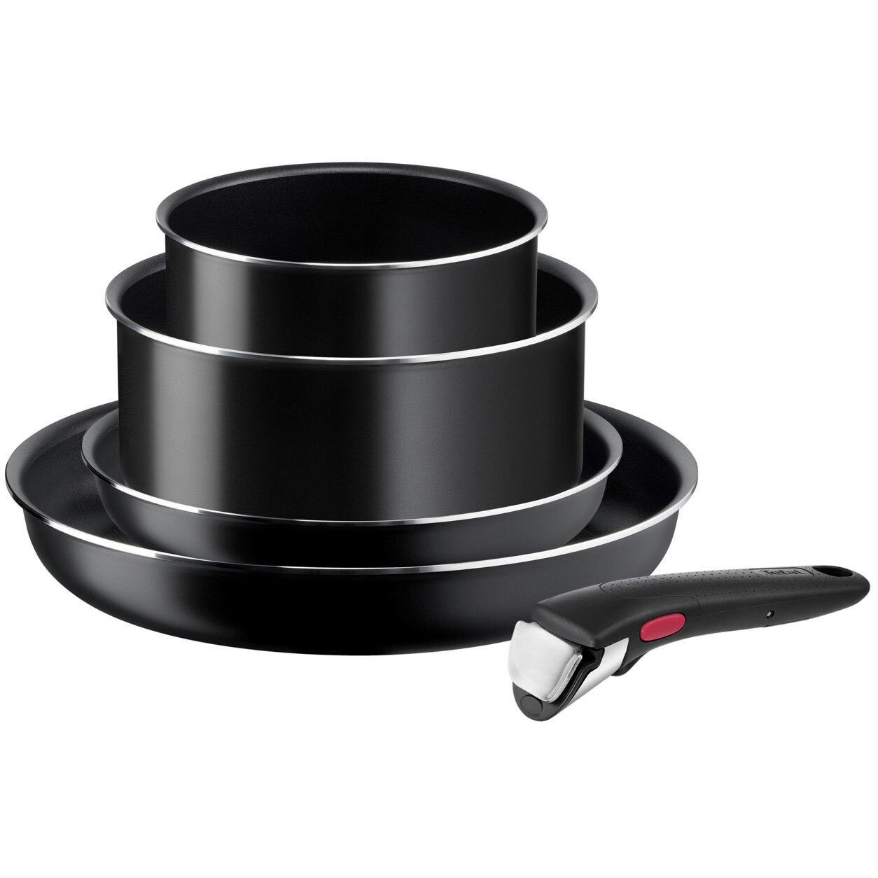 TEFAL Ingenio 5-piece set, removable handle, Titan non-stick coating, Thermo Signal indicator, black