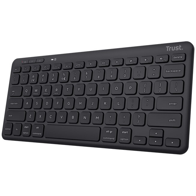 Compact wireless/Bluetooth keyboard, Trust LYRA, Multi-Device, rechargeable, US Layout, Black