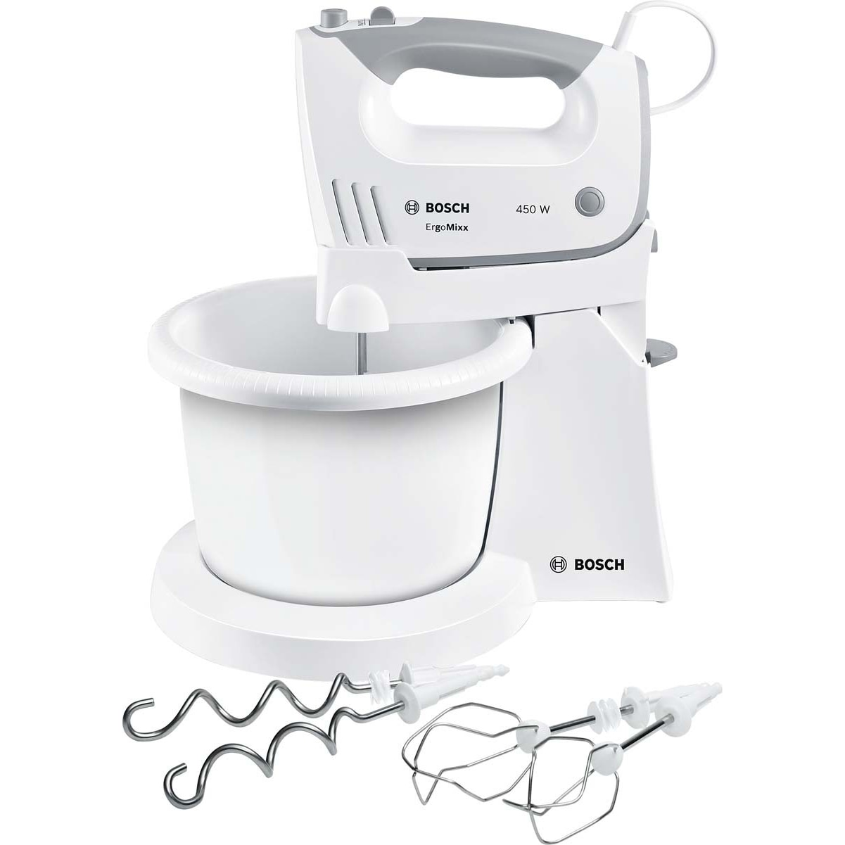 Bosch MFQ36460 Bowl Mixer, 450 W, 5 Speeds + Turbo, White