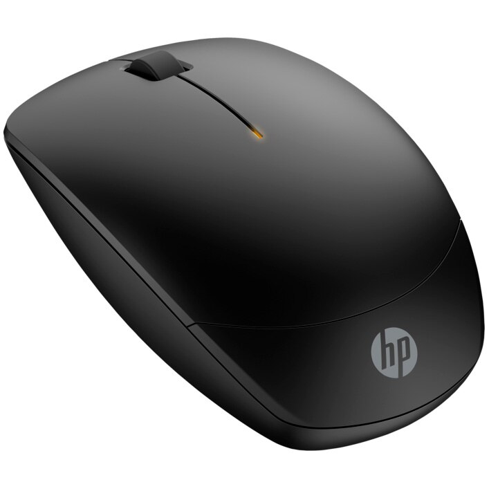 Mouse wireless HP 230 Slim, ultrausor (69g), dongle 2.4GHz, ambidextru, autonomie pana la 18 luni, 1600 DPI, 3 butoane, baterie AA inclusa, negru