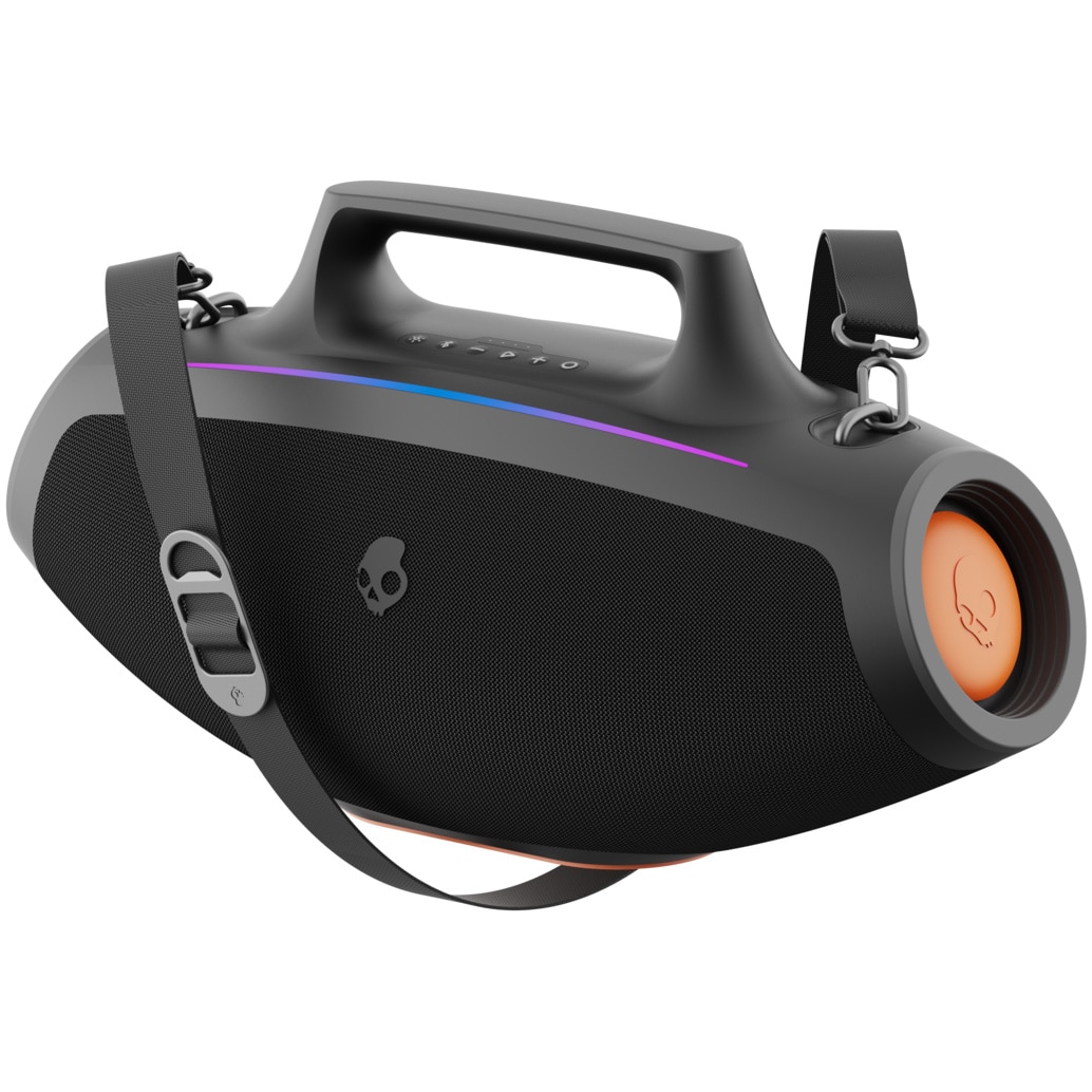 Boxa portabila Skullcandy Barrel Boombox, Multi-Link, Bluetooth 5.3, IPX7, LED Light Show, Autonomie 12 ore, True Black