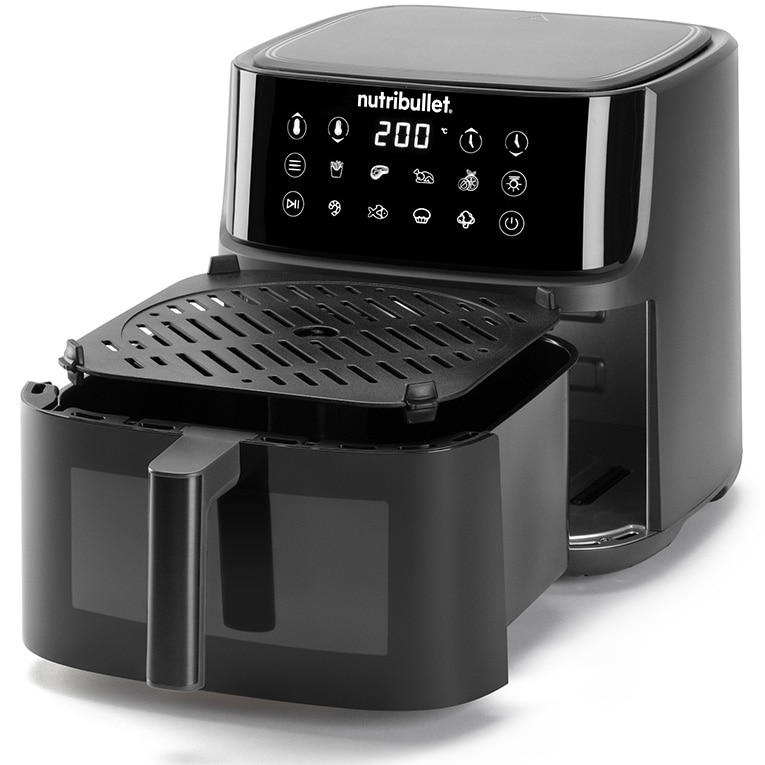Nutribullet CrispLite Vision 8L Air Fryer, 2000W, 8 programs, display, oil-free cooking, dark gray