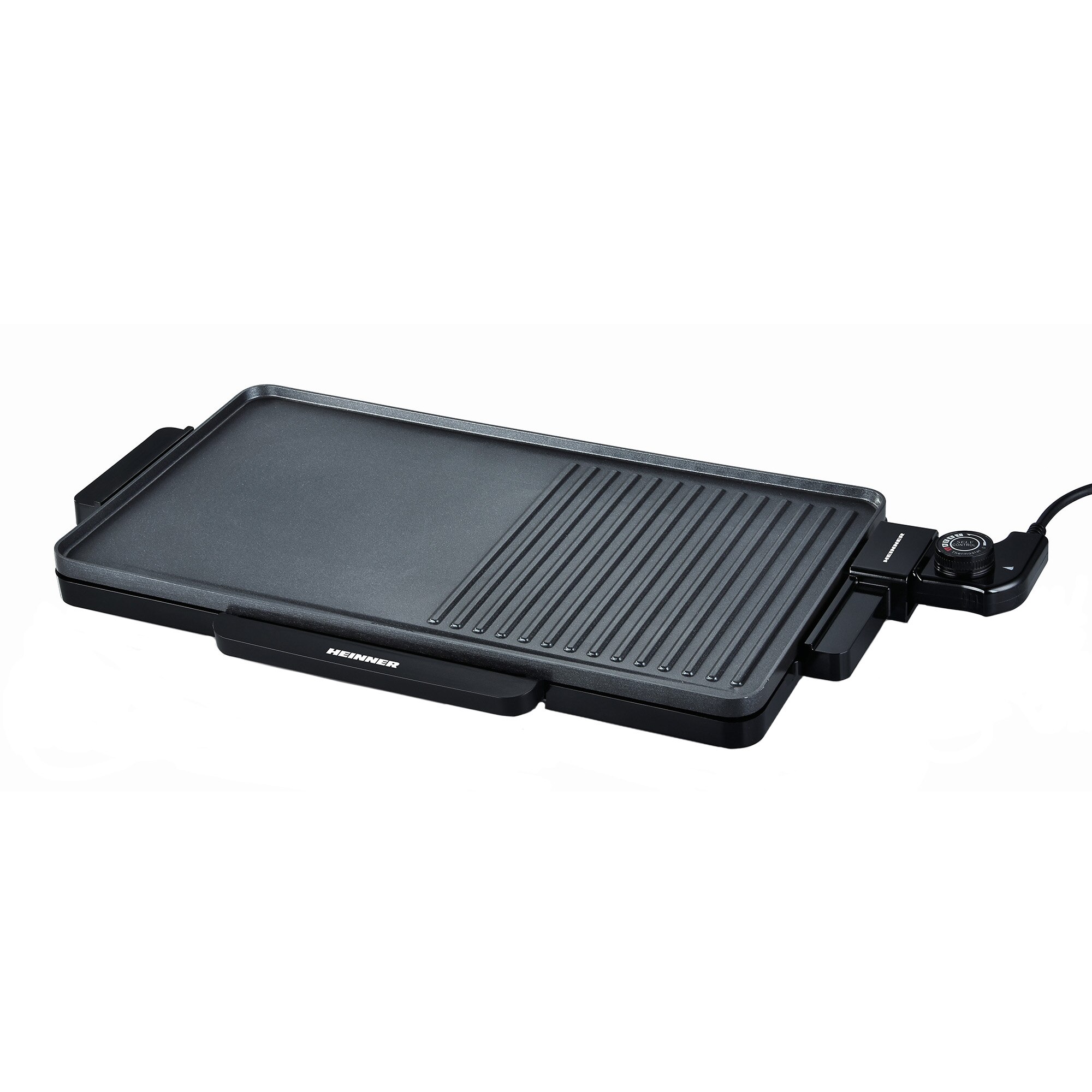 Heinner HEG-F2000GT electric grill, 2000 W, fixed plate with non-stick coating, adjustable temperature, Black