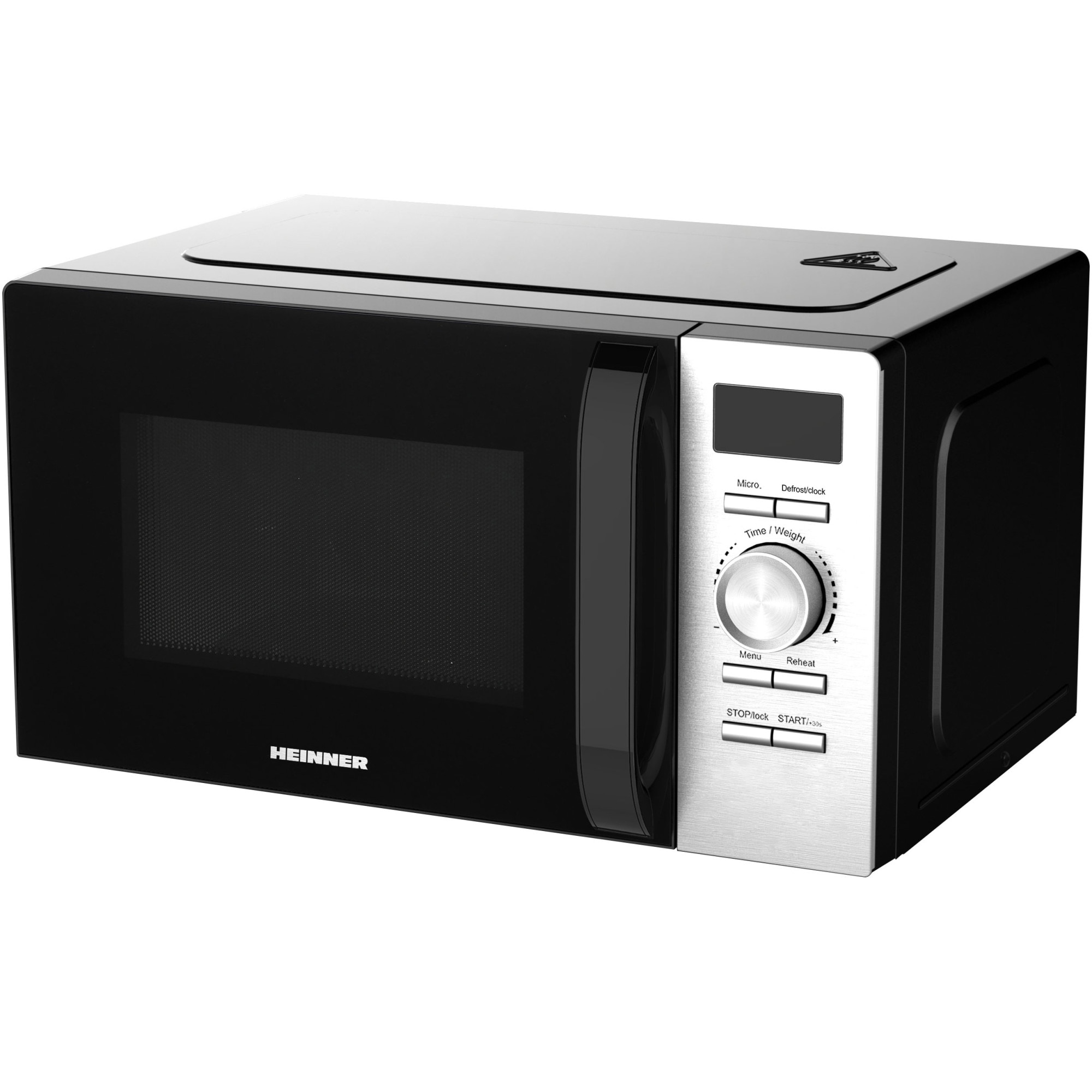 Cuptor microunde Heinner HMW-D2060BK, 20l, 700W, digital, LED, timer, blocare copii, negru/inox.