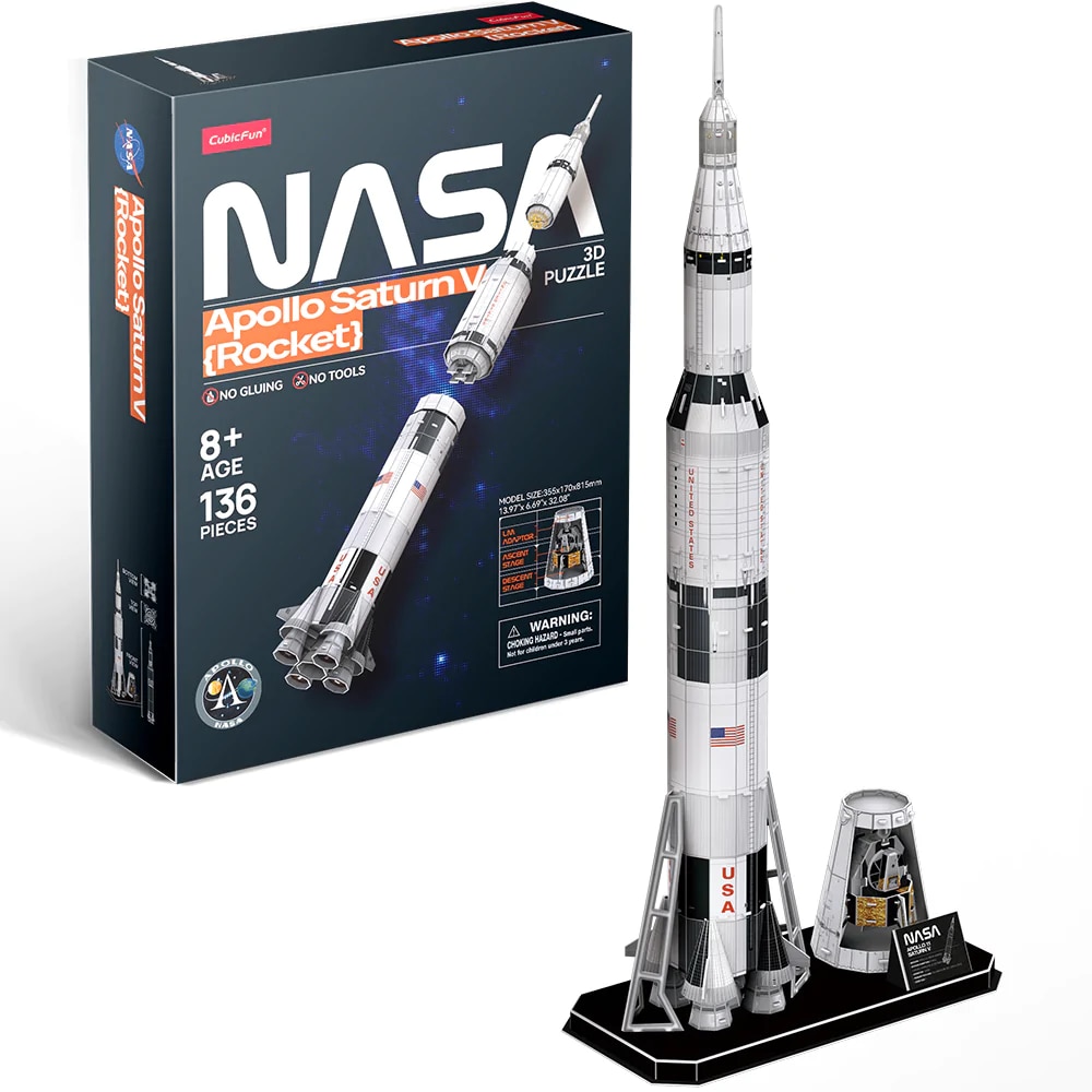 Cubic Fun 3D Puzzle - NASA Apollo Saturn V, 136 pieces