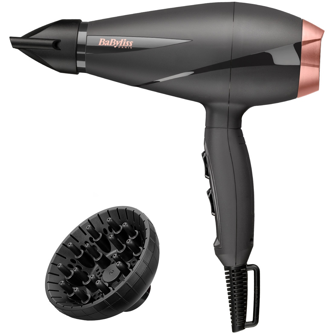 Uscator de par BaByliss 6709DE Smooth Pro 2100W, 2 viteze, 3 trepte de temperature, tehnologie ionica, negru/auriu