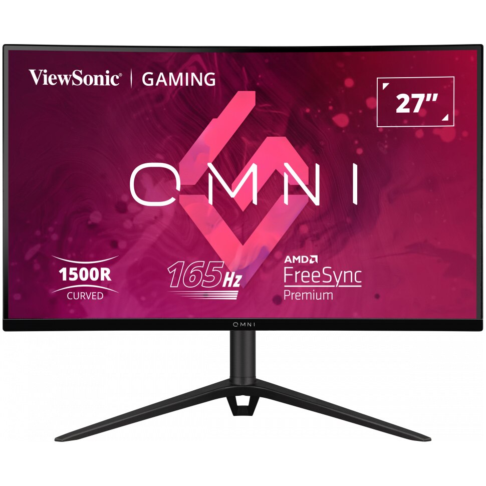 Monitor Gaming Curbat LED VA ViewSonic VX2718 27", Full HD (1920x1080), 165Hz, 1ms, AMD FreeSync™ Premium, 1500R, frameless, Flicker Free, Boxe 2W x2, 2x HDMI, Display Port, Pivot, VESA, negru