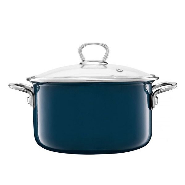 Oala cu capac, Emalia Olkusz Optimum, email, 24 cm/4.8 L, turcoaz