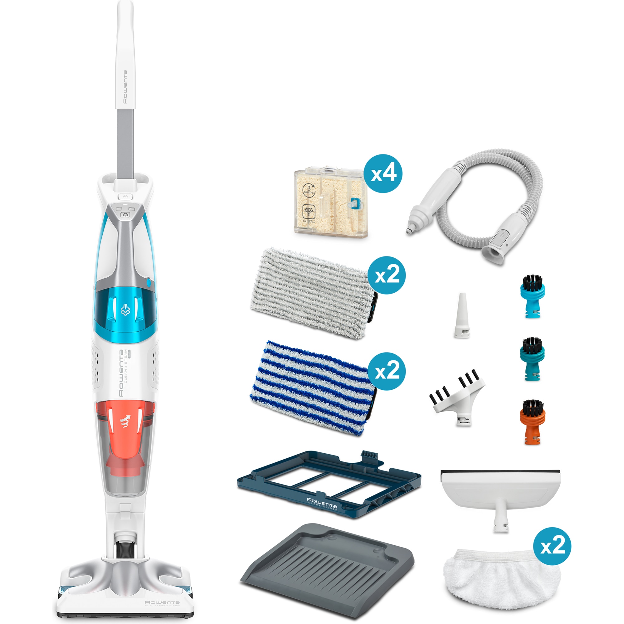 Aspirator cu abur Rowenta Clean & Steam Multi RY8544WH, 1700 W, alb, autonomie abur 30 min.
