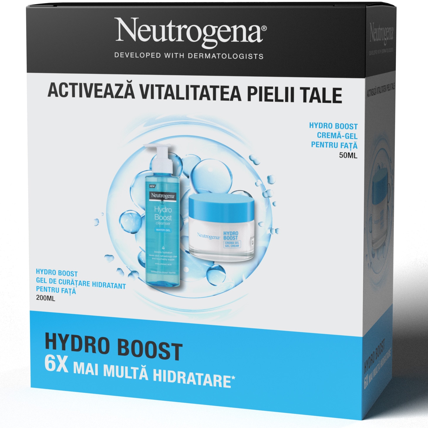 Neutrogena Hydro Boost Gift Set: Cleansing Gel, 200 ml + Moisturizing Gel-Cream for Dry Skin, 50 ml
