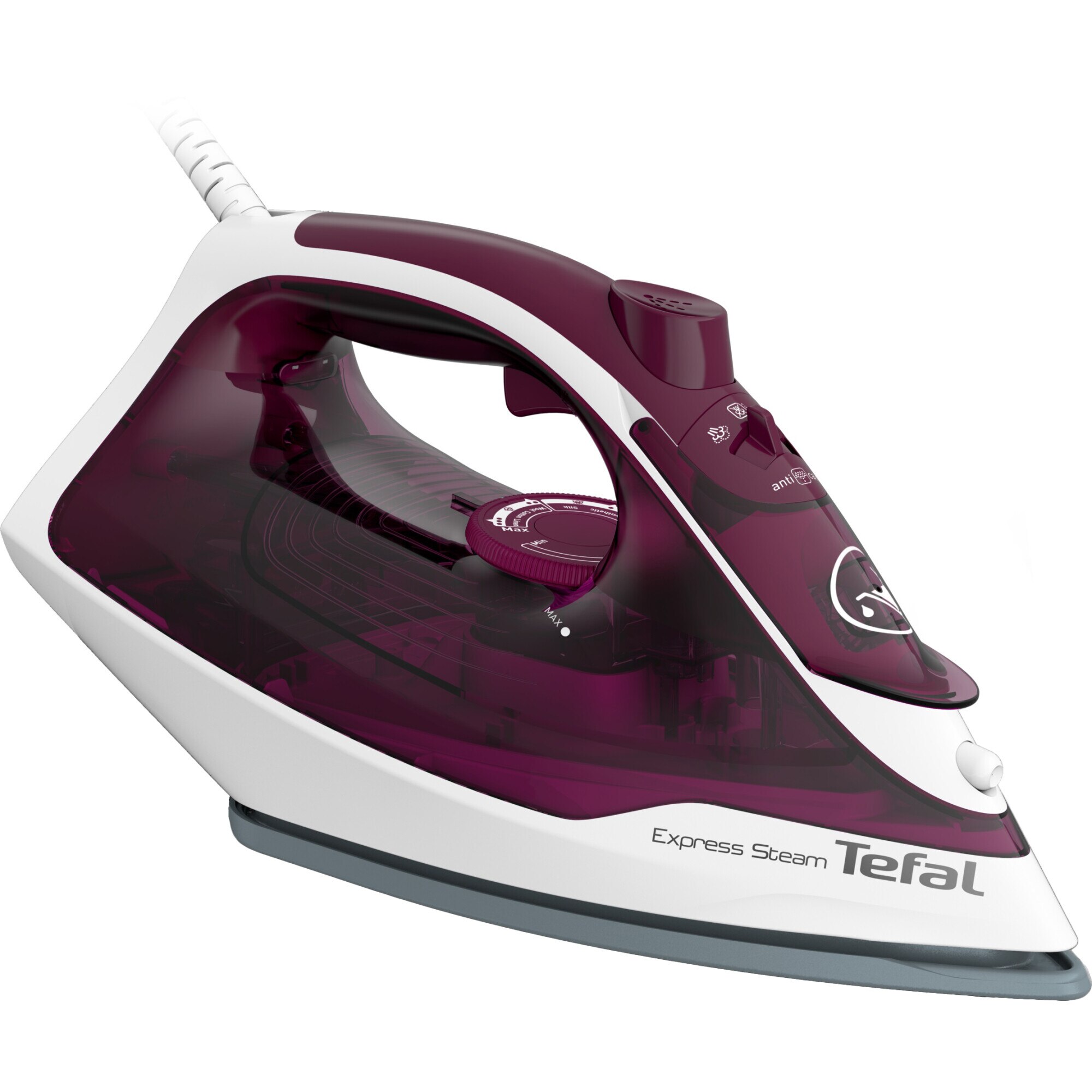 Iron Tefal Express Steam FV2835E0, 2400W, Steam jet 160 gmin, variable steam 035 gmin, 270 ml, purple