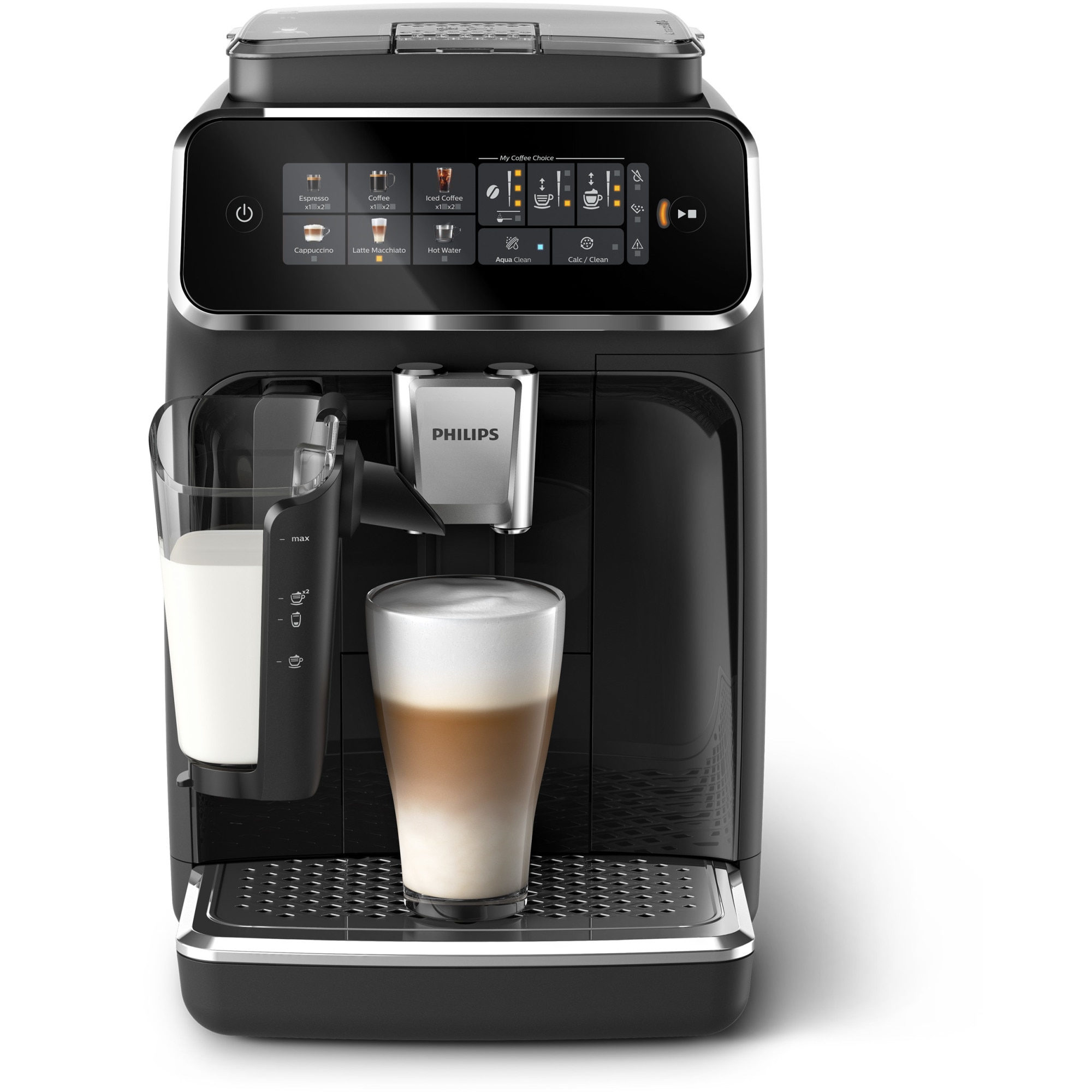 Espressor automat Philips seria 3300 EP3341/50, LatteGO, 6 tipuri de bauturi, ecran tactil intuitiv, Tehnologie noua SilentBrew pentru preparare silentioasa, Aplicatie HomeID, rasnita ceramica, negru