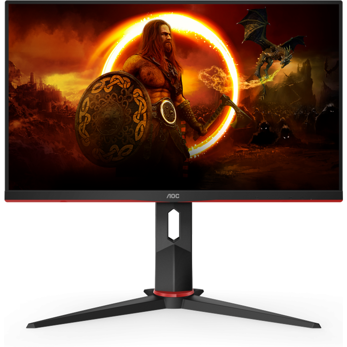Monitor gaming LED IPS AOC 23.8", Full HD, DisplayPort, 240Hz, FreeSync Premium, Vesa, Negru/Rosu